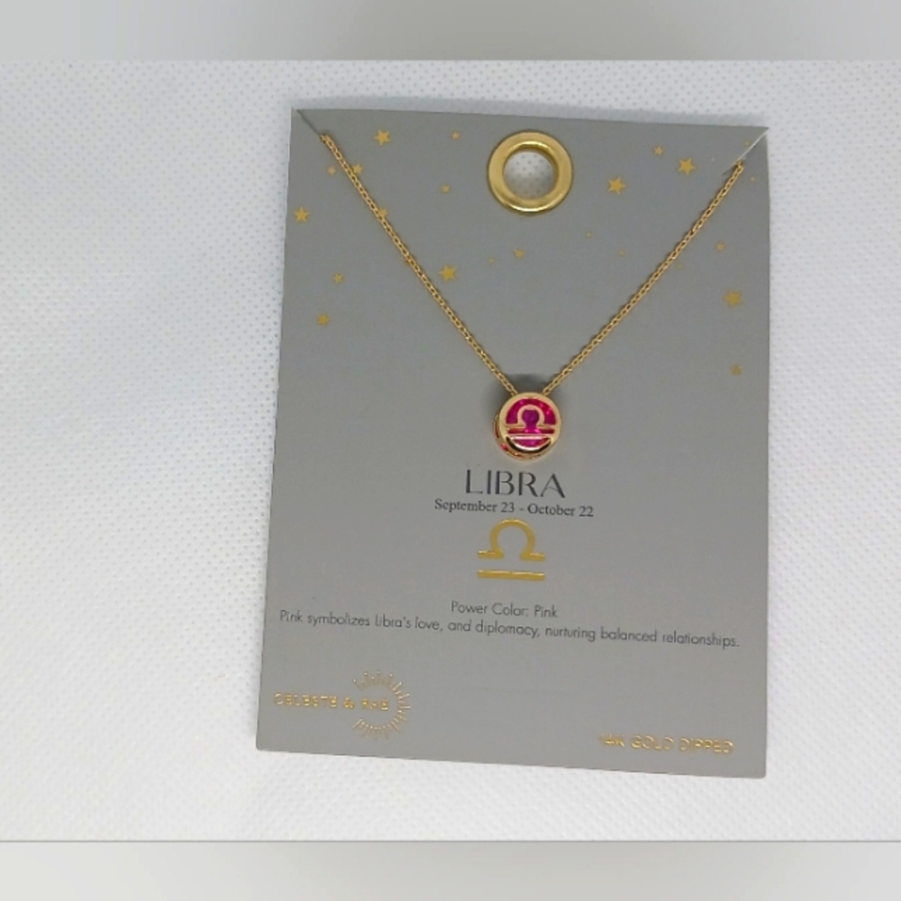 ♎️NWT 14tt GOLD DIPPED LIBRA NECKLACE♎️